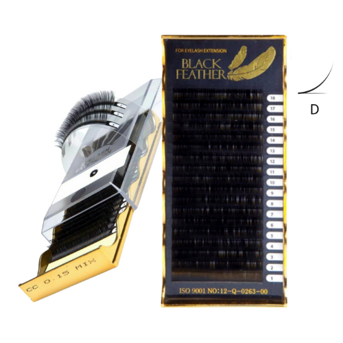 BLACK FEATHER Individual Silk Lashes Mix Tray D Curl