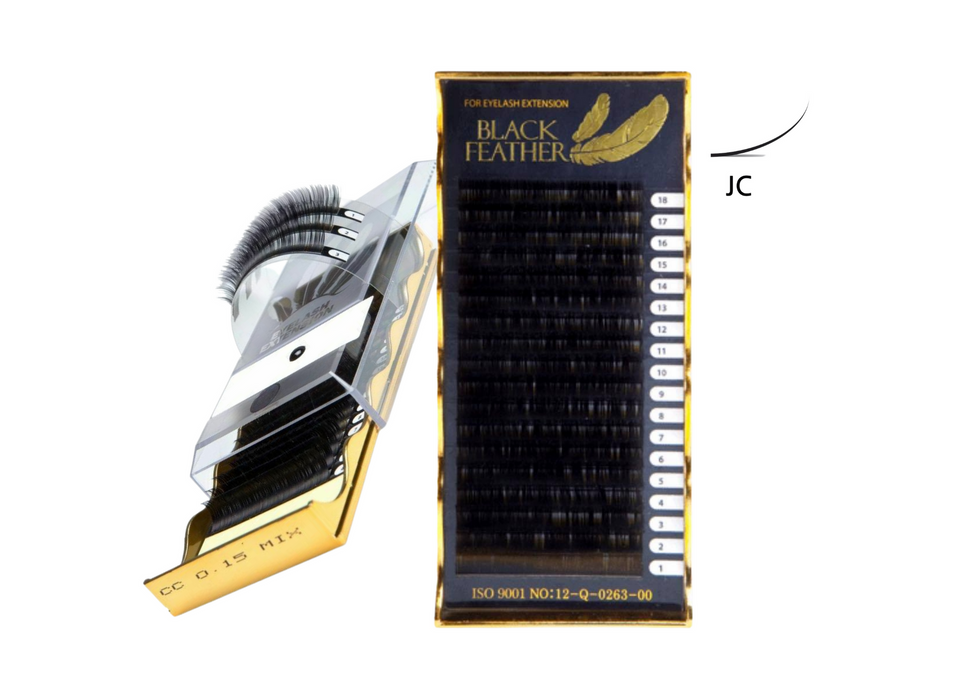 BLACK FEATHER Individual Eyelashes Silk Mix Tray JC/C/CC/D