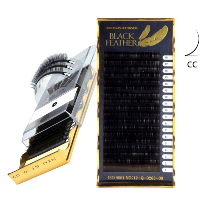 BLACK FEATHER Individual Silk Lashes Mix Tray CC Curl
