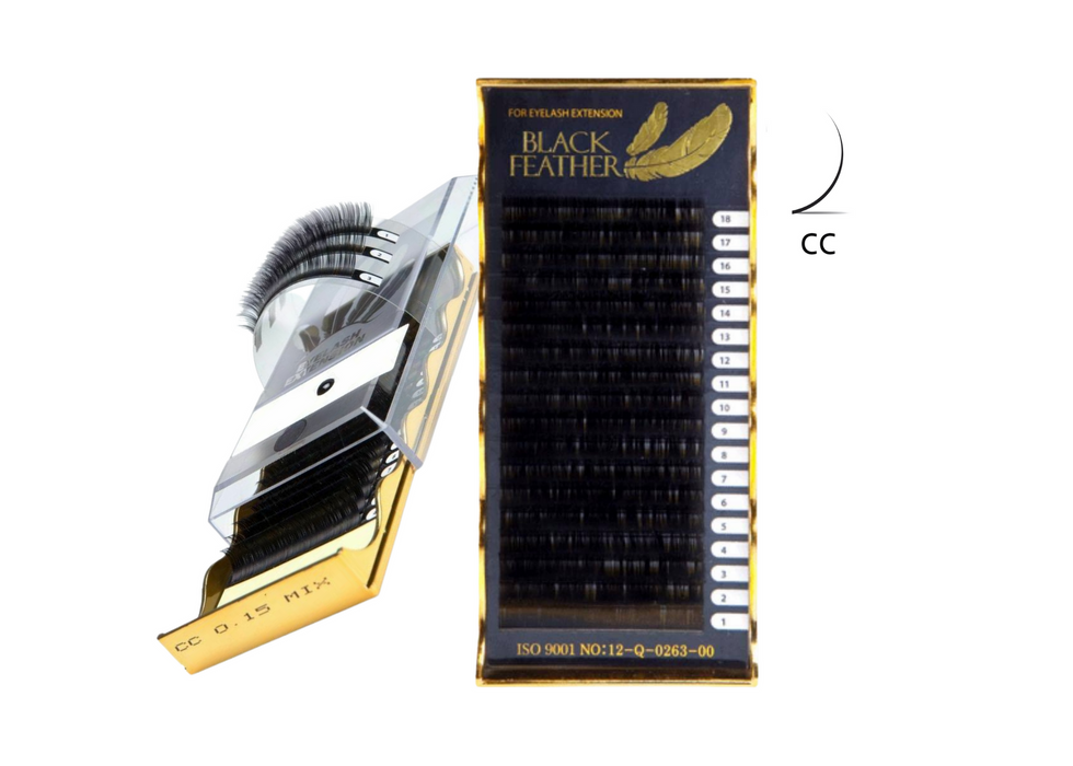 BLACK FEATHER Individual Silk Lashes C/CC Curl