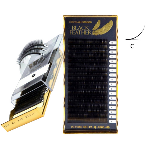 BLACK FEATHER Individual Silk Lashes C Curl